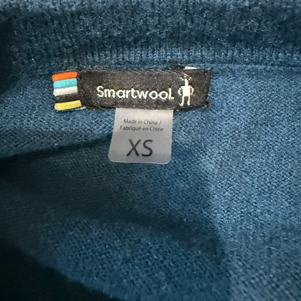 Smartwool Womens Merino Wool Blend V-Neck Tunic Sweater Teal Blue XS - Picture 7 of 10